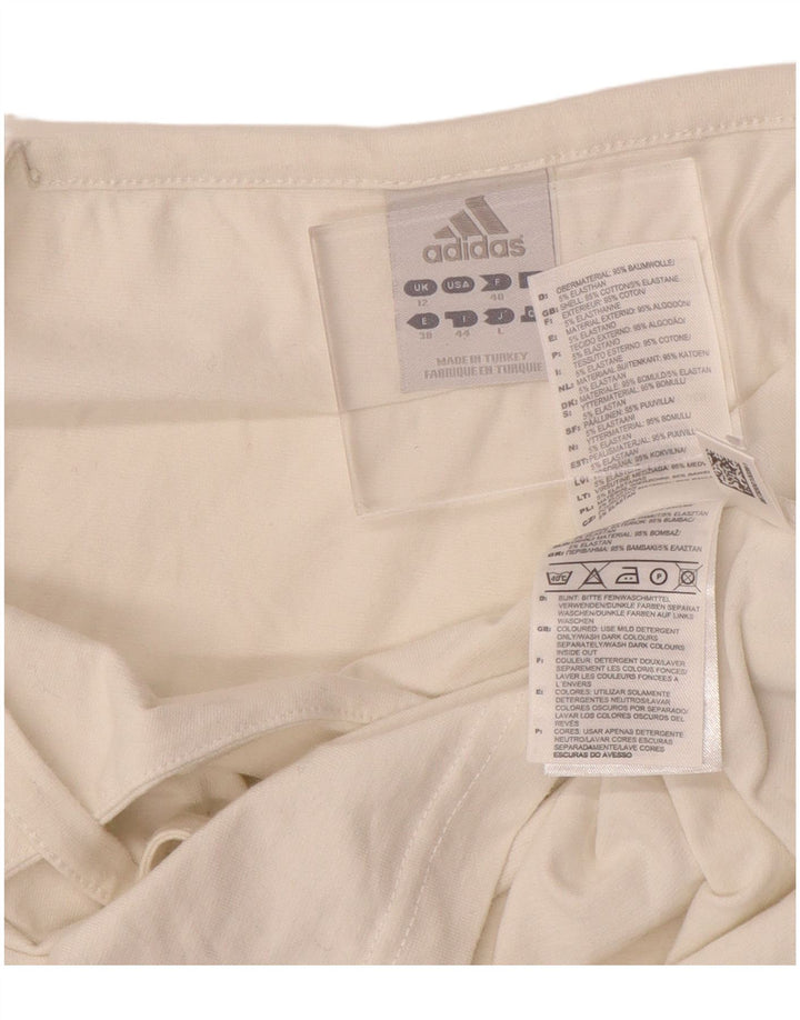 Top corto ADIDAS da donna UK 12 cotone bianco sporco medio