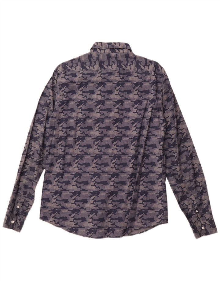 Camicia da uomo Sun68 grande in cotone mimetico blu navy