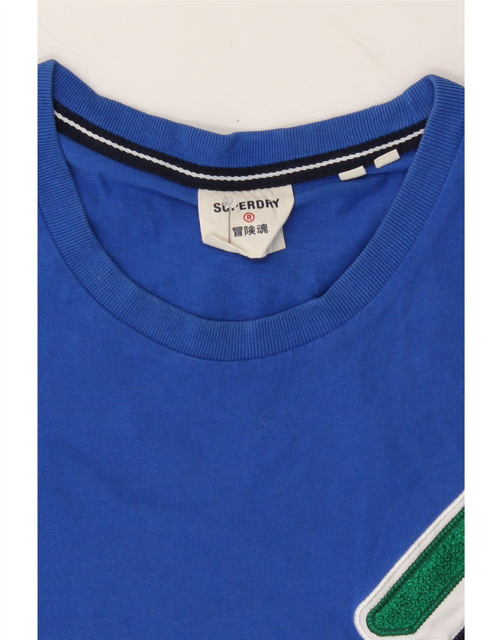 SUPERDRY Mens Graphic T-Shirt Top Large Blue Cotton Vintage Superdry and Second-Hand Superdry from Messina Hembry 