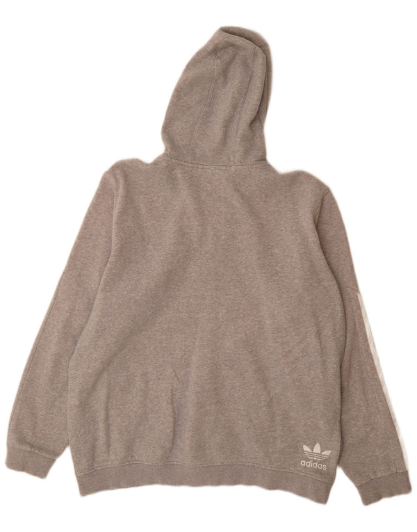 Felpa con cappuccio e zip grafica Adidas da uomo XL grigia