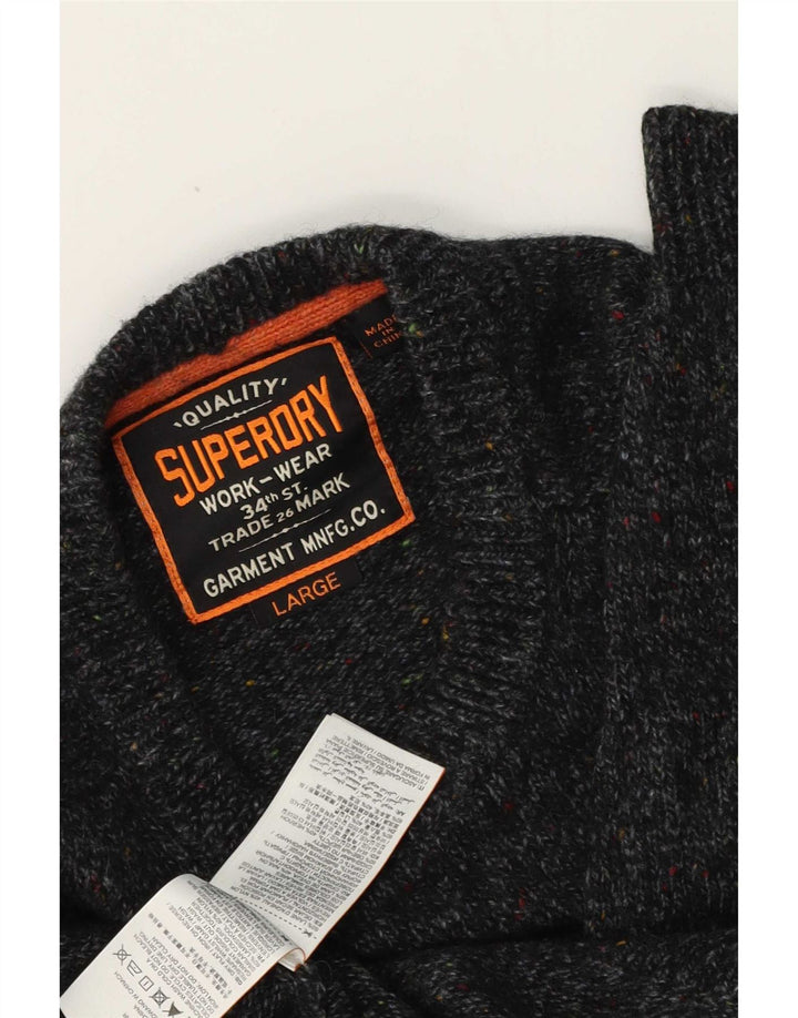 Maglione maglione girocollo da uomo Superdry grande lana screziata grigia