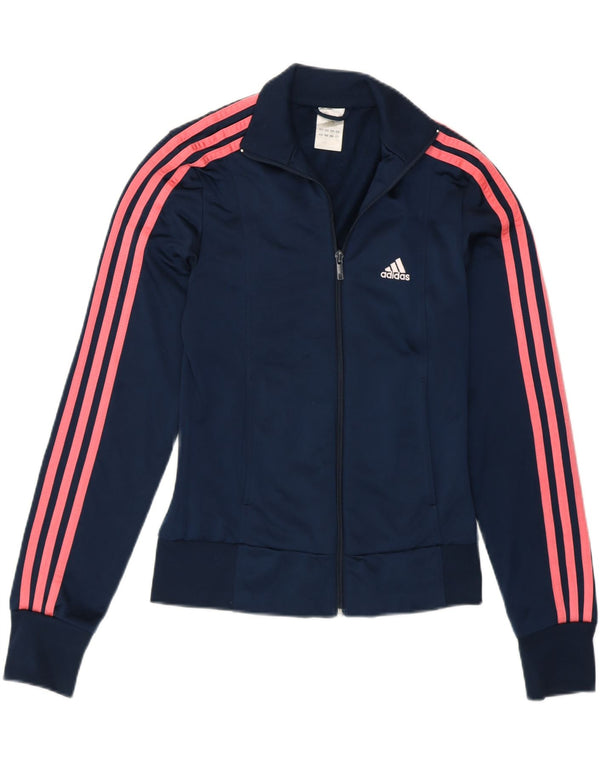 Giacca da ginnastica da donna Adidas UK 8 Small Poliestere blu navy