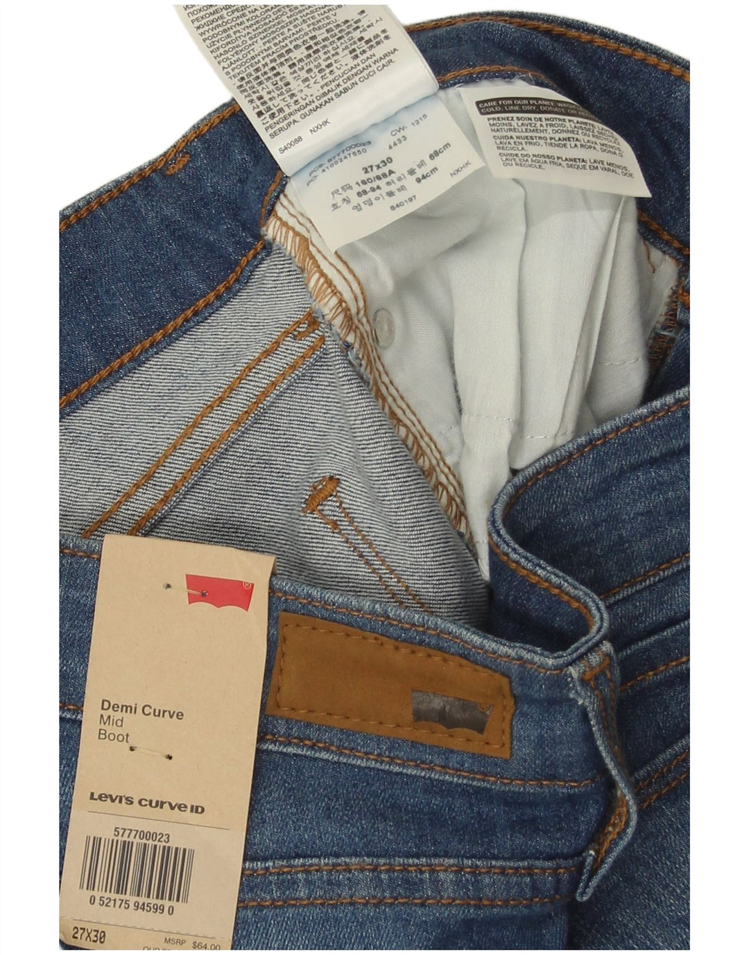 Jeans Levi's Demi Curve a vita media da donna W27 L30 in cotone blu