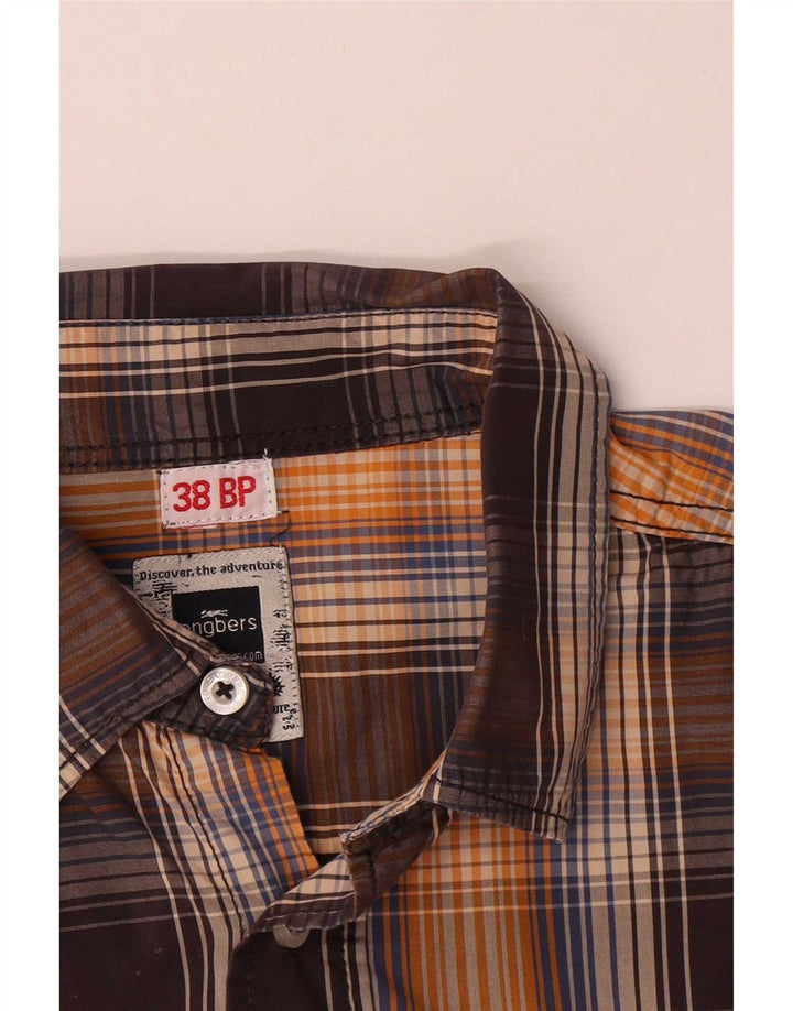 Camicia a maniche corte da uomo Engbers taglia 38 scozzese marrone medio