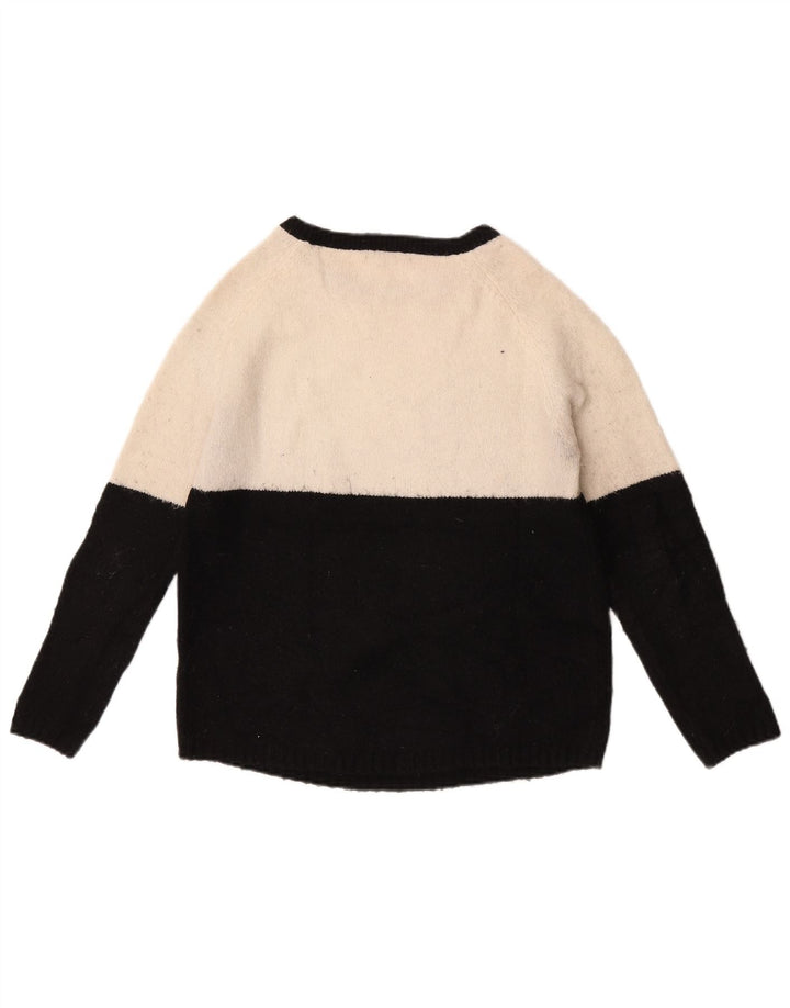 Maglione maglione girocollo da donna Zara UK 10 piccolo bianco color block