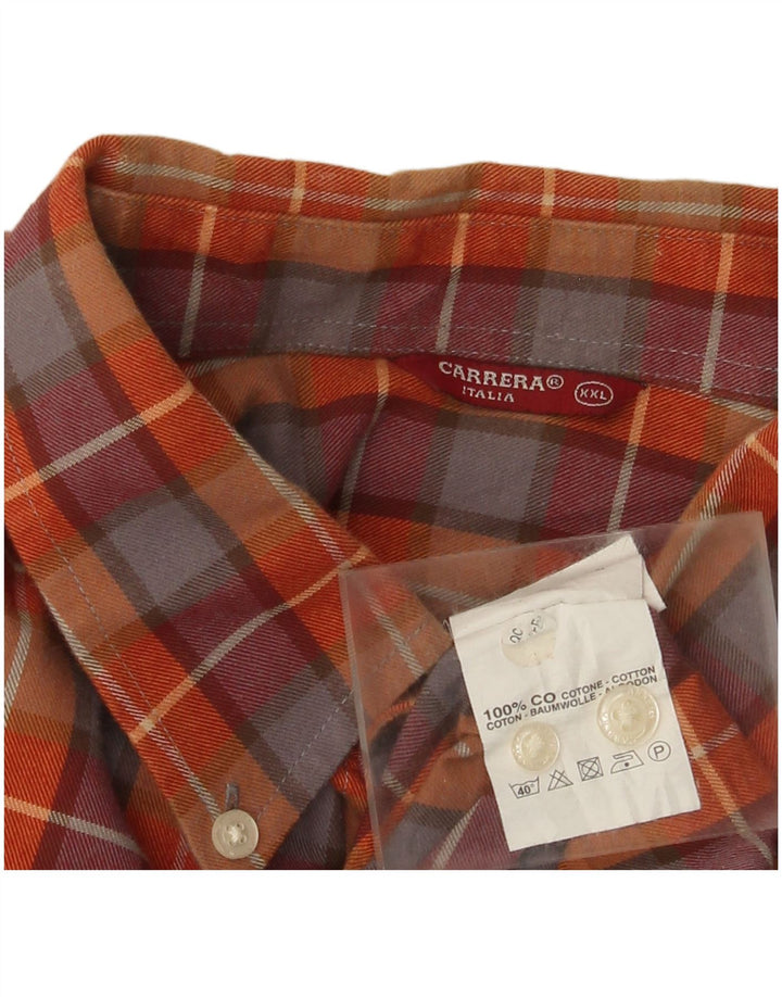 Camicia da uomo in flanella Carrera 2XL cotone a quadri arancione