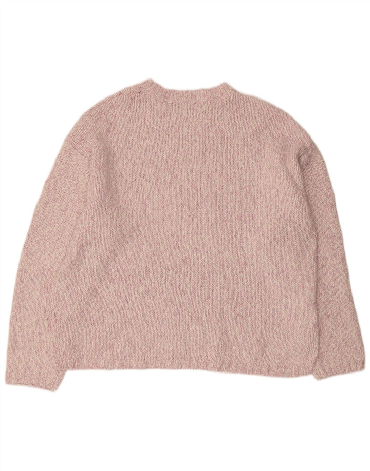 MARKS & SPENCER Maglione maglione girocollo da donna UK 18 XL Rosa screziato