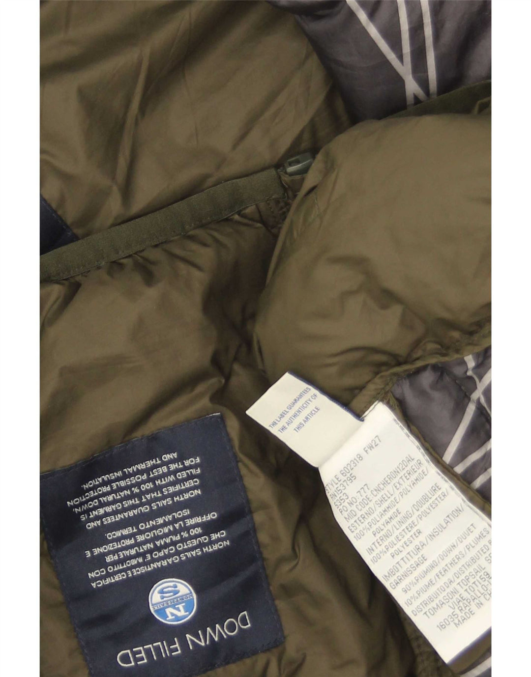 Giacca imbottita con cappuccio da uomo North Sails UK 40 Large Khaki Poliammide
