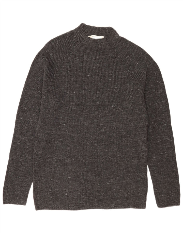Jack & Jones Maglione da uomo con collo alto e maglione grande in cotone chiazzato grigio