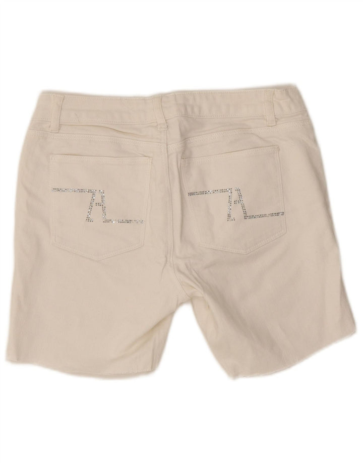 Pantaloncini in denim con grafica Zara da donna EU 40 medi W30 bianchi