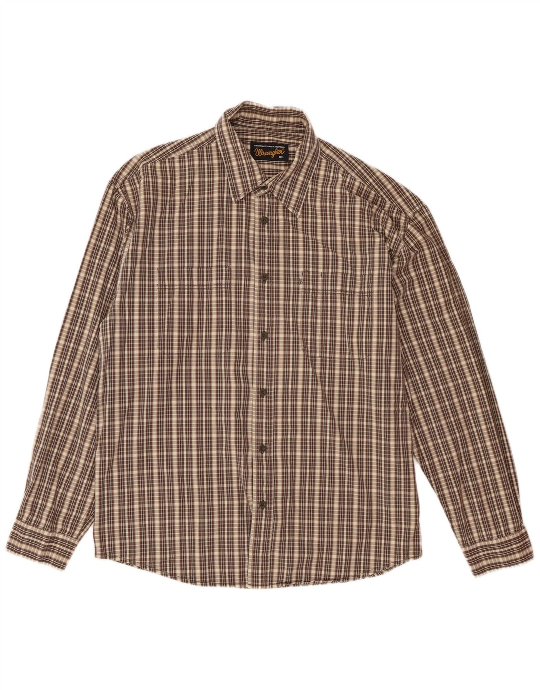 Camicia da uomo in flanella Wrangler XL in cotone a quadri marrone