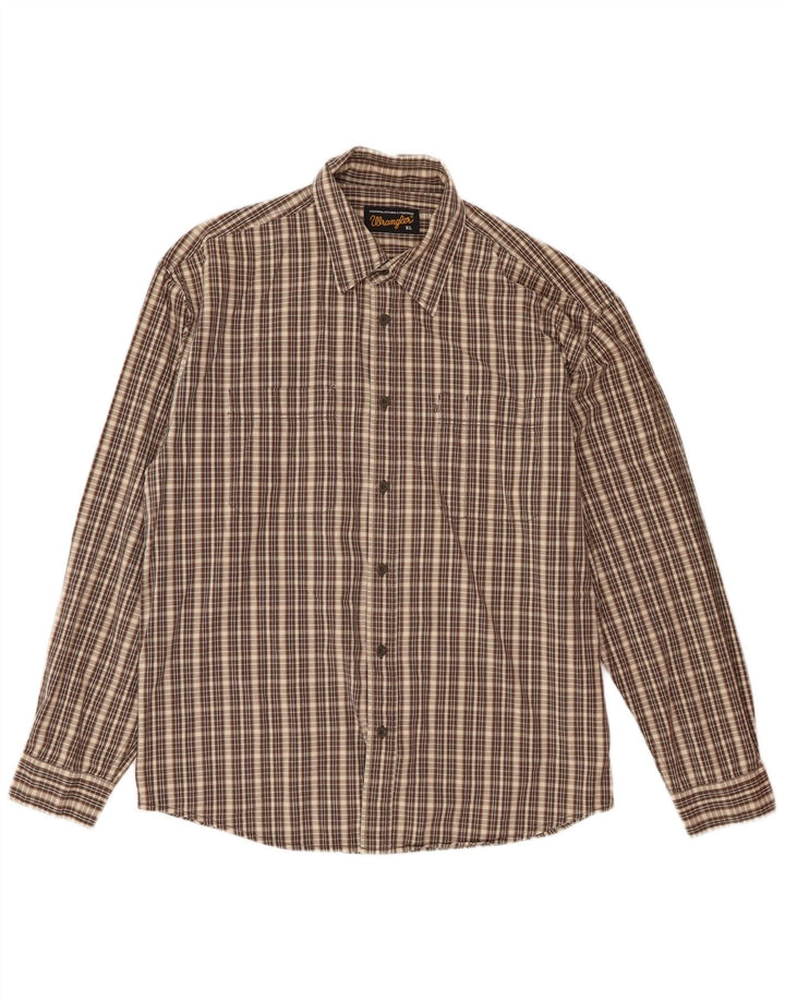 Camicia da uomo in flanella Wrangler XL in cotone a quadri marrone
