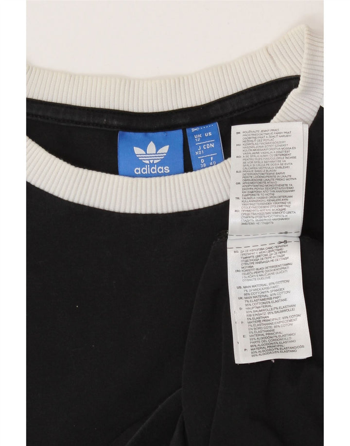 Top Adidas da donna a manica lunga UK 12 medio nero cotone