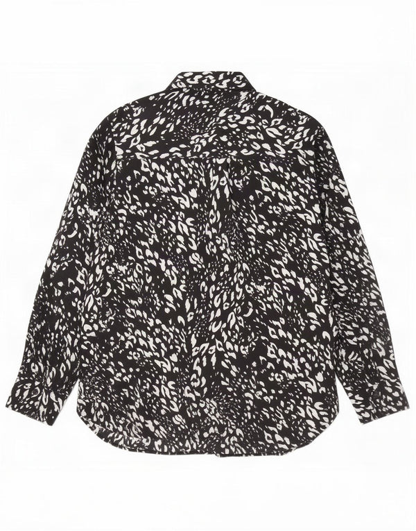 Camicetta da donna Marks & Spencer UK 12 stampa animalier nera media