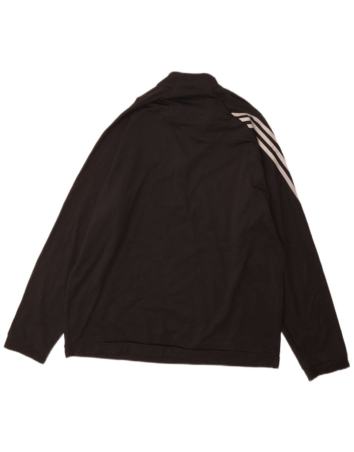 Adidas Uomo Zip Neck Pullover Tuta Top Large Nero Poliestere