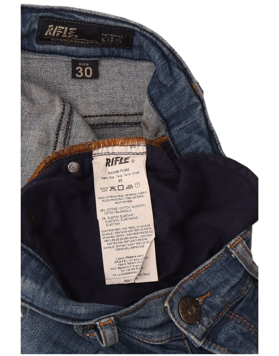 Jeans slim effetto consumato da donna Rifle W30 L33 cotone blu