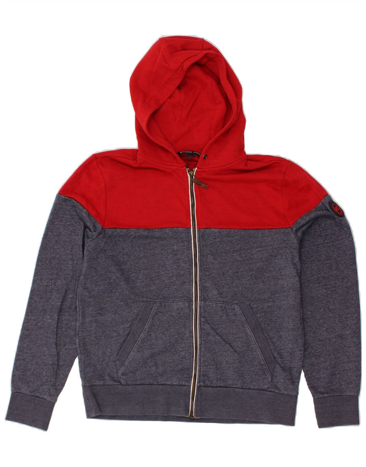 MICHAEL KORS Felpa con cappuccio e zip da uomo, grande, in poliestere color block blu navy