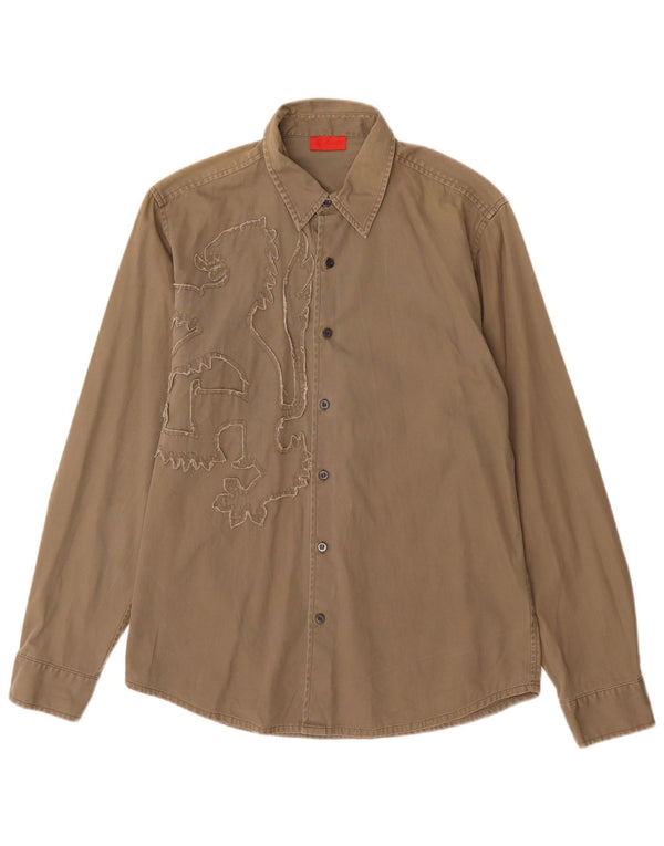Camicia grafica da uomo Pringle taglia 16 grande cotone grigio