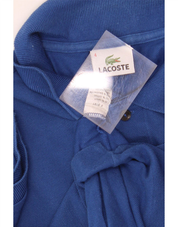 LACOSTE Mens Polo Shirt Size 4 Medium Blue Cotton