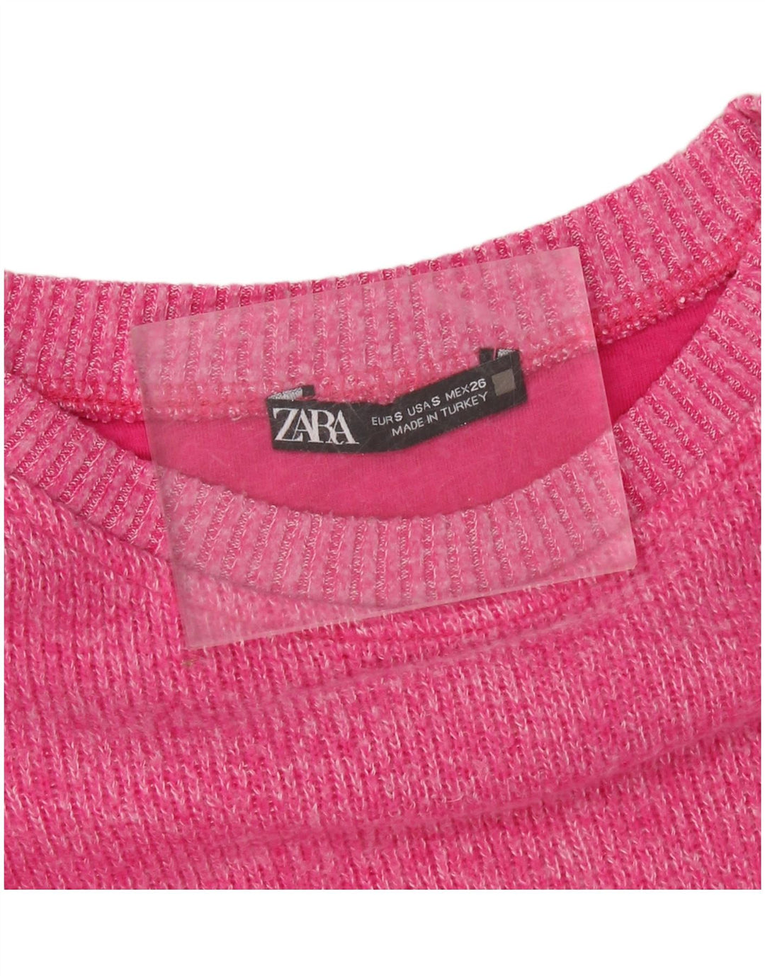 ZARA Womens Crop Oversized Crew Neck Jumper Sweater UK 10 Small Pink