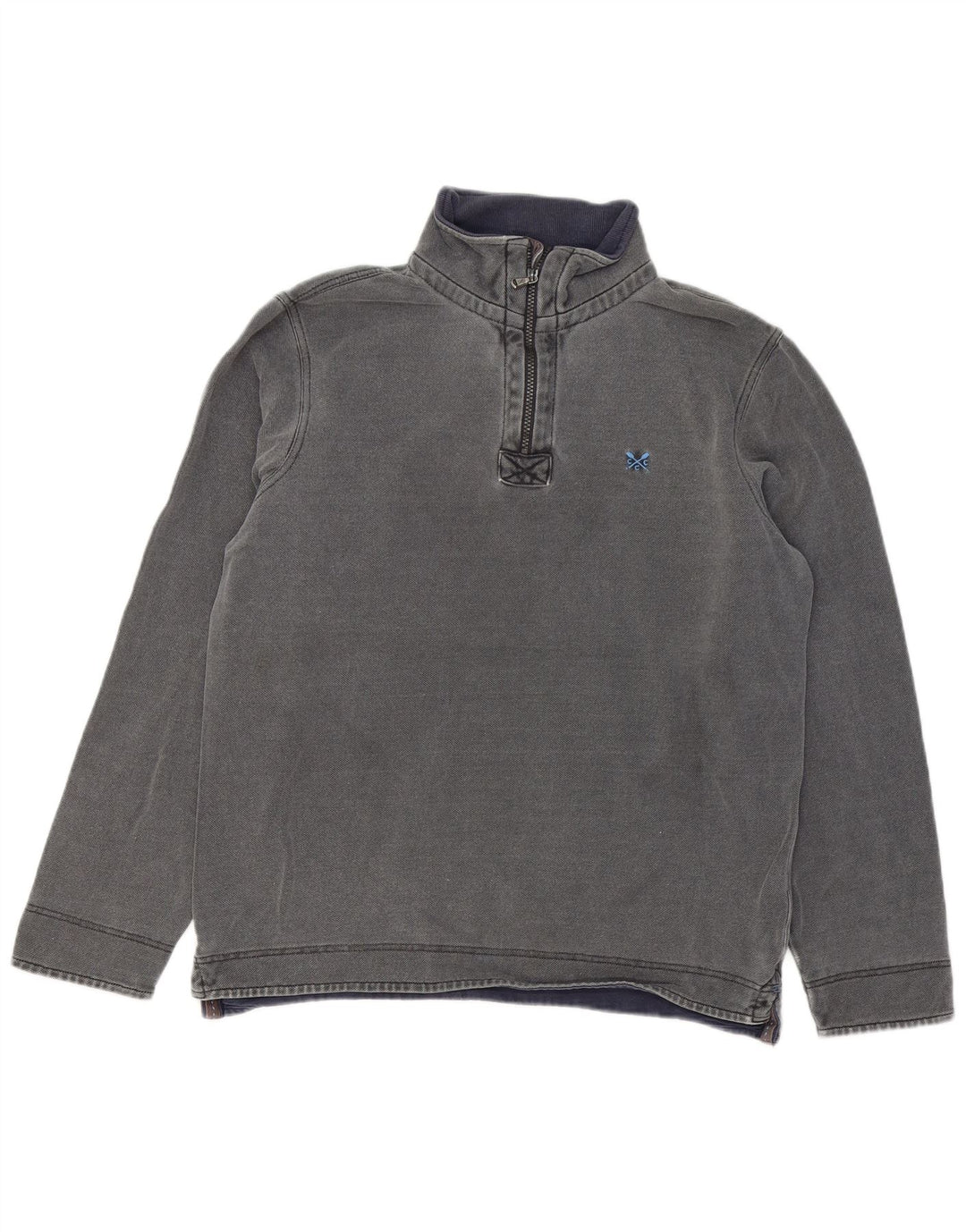 Crew Clothing Felpa con collo con zip da uomo Maglione in cotone grigio medio