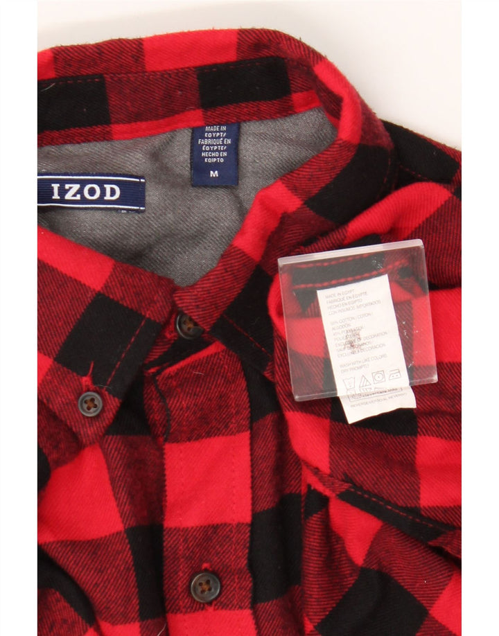 Camicia in flanella da uomo Izod in cotone a quadri rosso medio