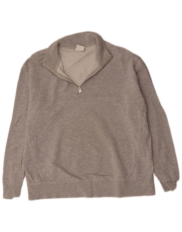 Felpa Zara da uomo con collo con zip, maglione grande grigio