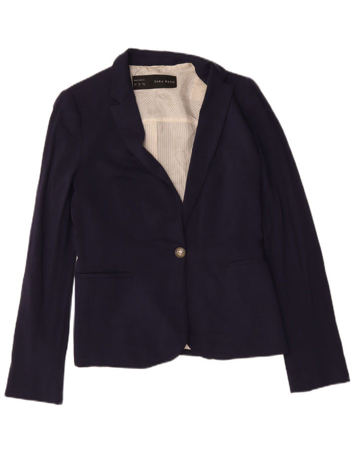 Giacca blazer a 1 bottone da donna Zara UK 12 viscosa media blu navy