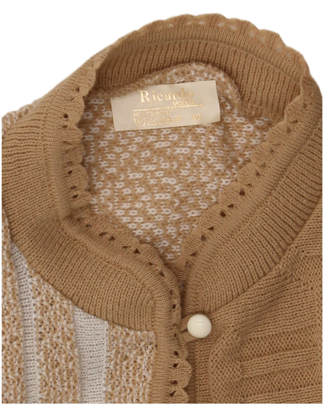 Maglione da donna VINTAGE con collo alto IT 50 XL a righe beige