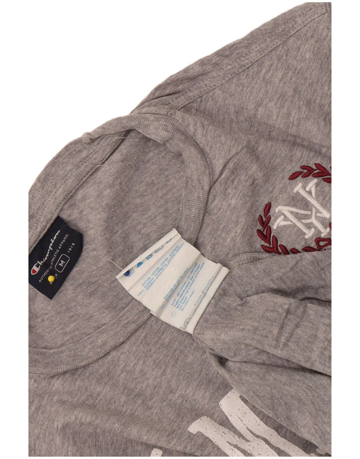 T-shirt grafica da uomo Rochester Champion Top in cotone chiazzato grigio medio