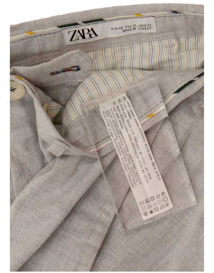 Pantaloni chino slim fit da uomo Zara EU 40 medio W31 L29 poliestere grigio