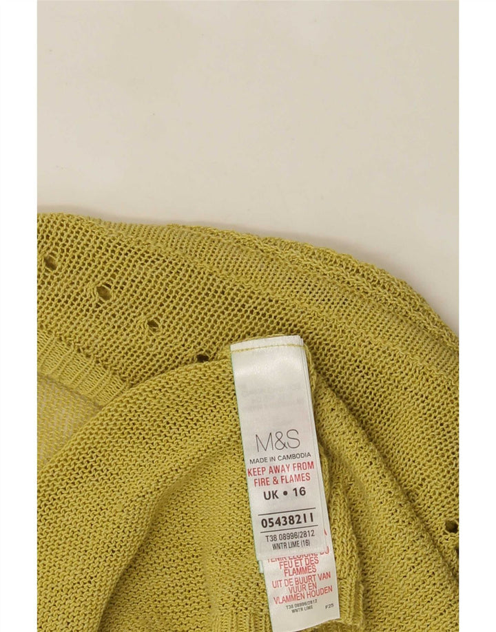 Maglione cardigan aperto da donna Marks & Spencer UK 16 grande viscosa verde