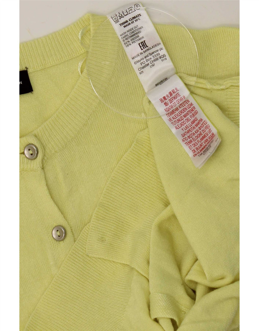 Maglione cardigan da donna Marks & Spencer UK 12 Viscosa giallo medio