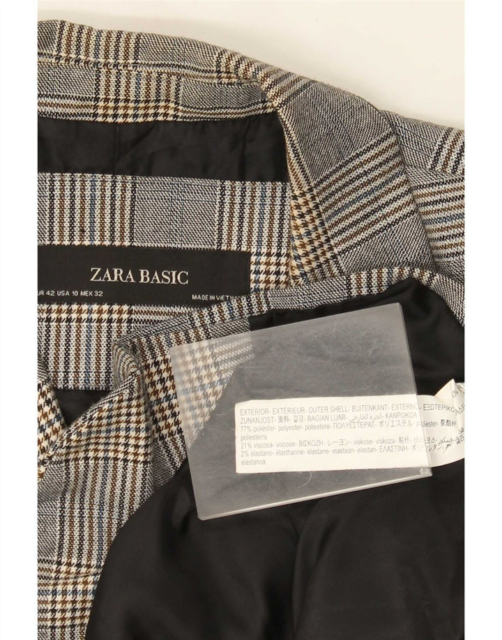 Giacca blazer a 1 bottone da donna Zara EU 42 poliestere a quadri grigio grande