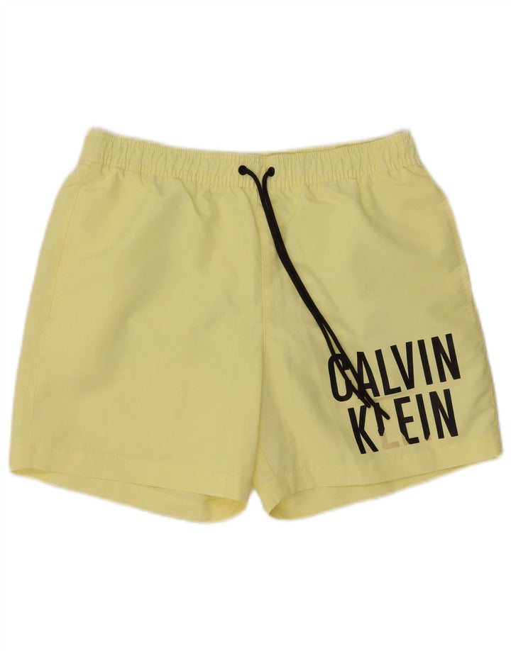 CALVIN KLEIN Mens Graphic Swimming Shorts Medium Yellow Polyester