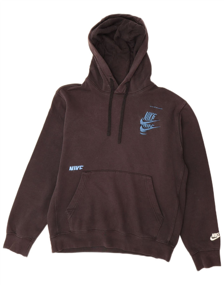 Felpa con cappuccio da uomo Nike, cotone medio nero