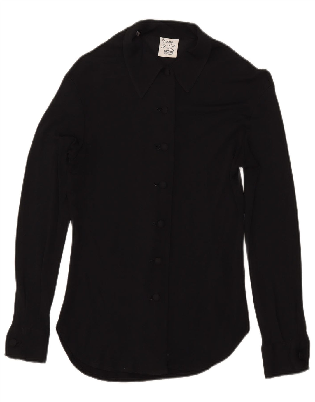 Moschino Donna See Through Camicia Camicetta UK 8 Small Rayon Nero