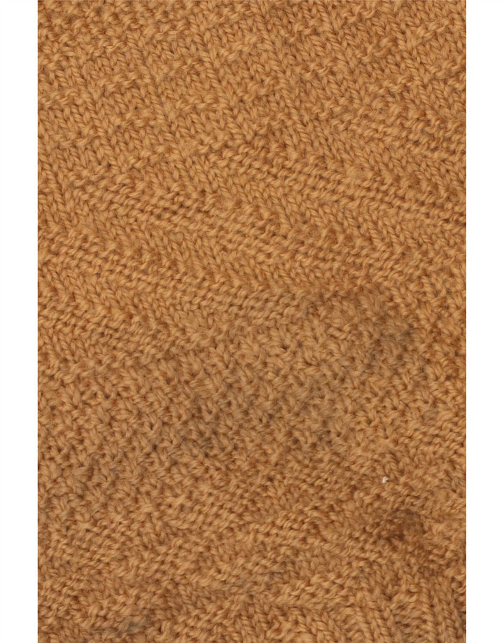 Maglione maglione collo alto da donna VINTAGE UK 10 piccolo marrone
