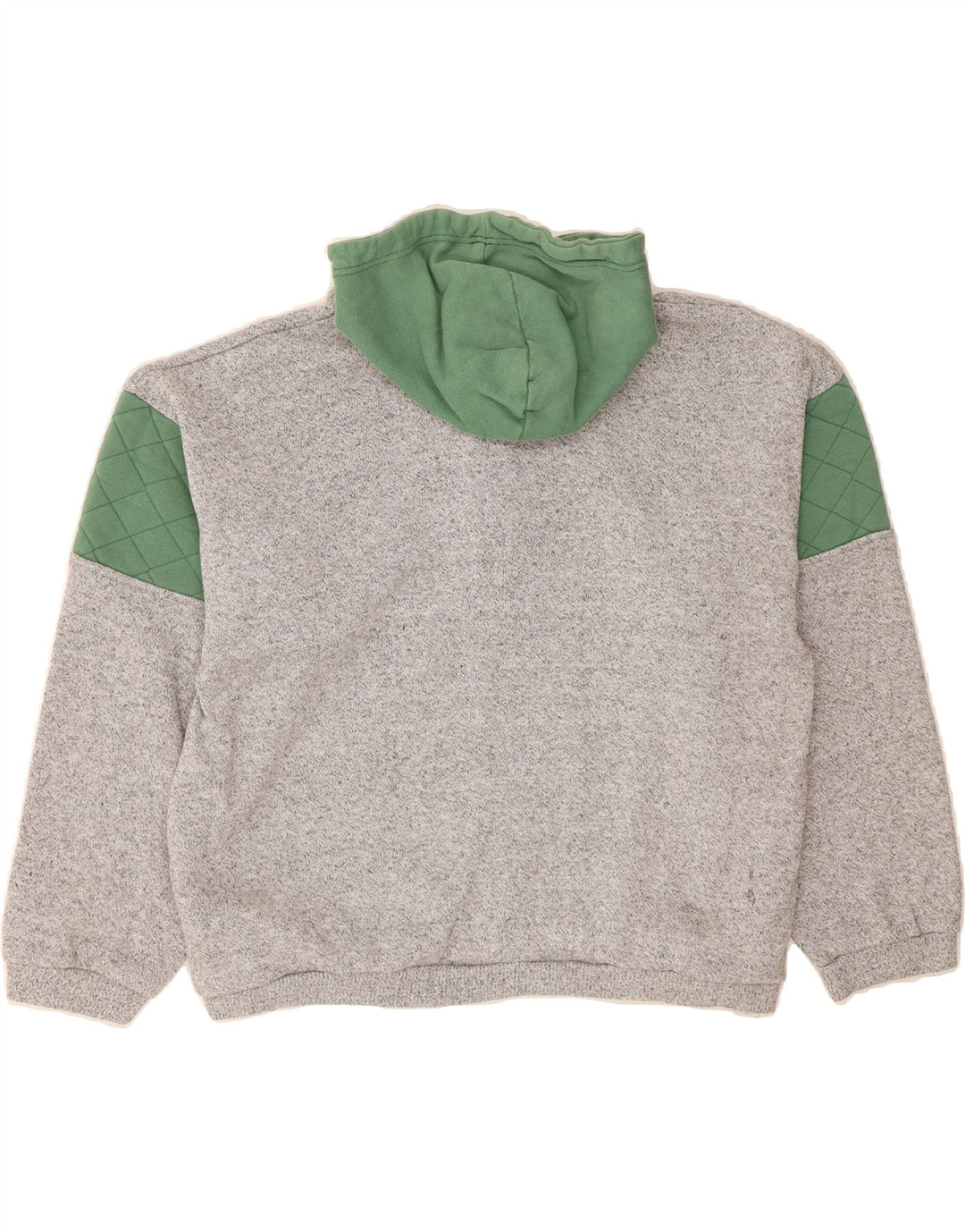 ARENA Womens Button Neck Hoodie Jumper UK 14 Medium Grey Colourblock Vintage Arena and Second-Hand Arena from Messina Hembry 