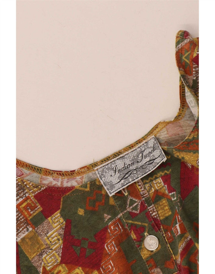 Canotta corta da donna vintage UK 10 piccola geometrica multicolore