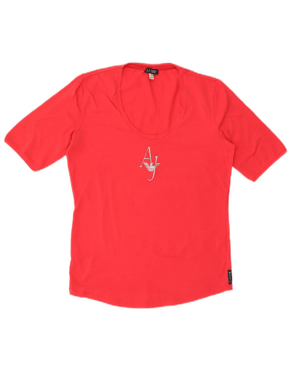 T-shirt grafica da donna Armani Jeans Top EU 44 XL cotone rosso