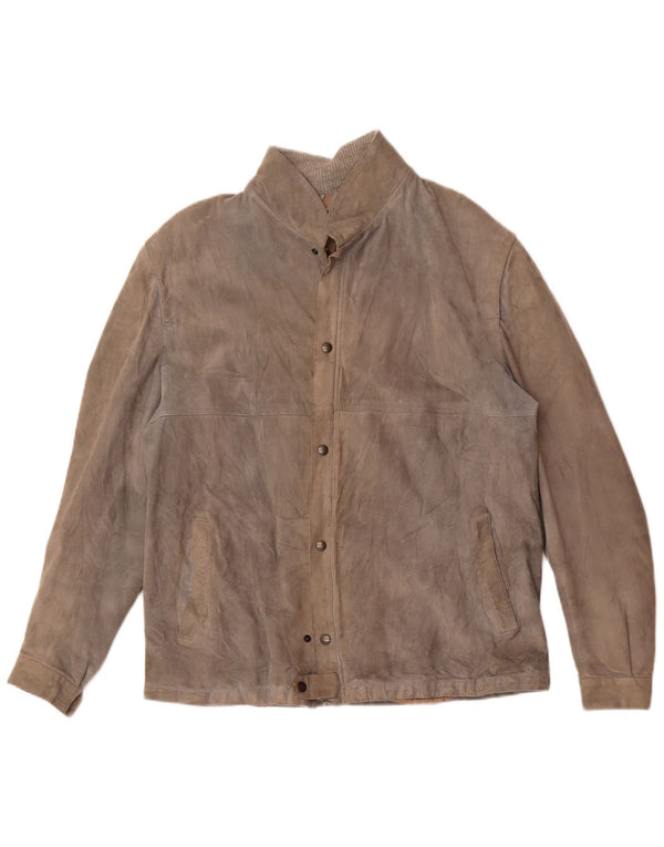 Giacca vintage in pelle scamosciata da uomo UK 38 Grigio medio