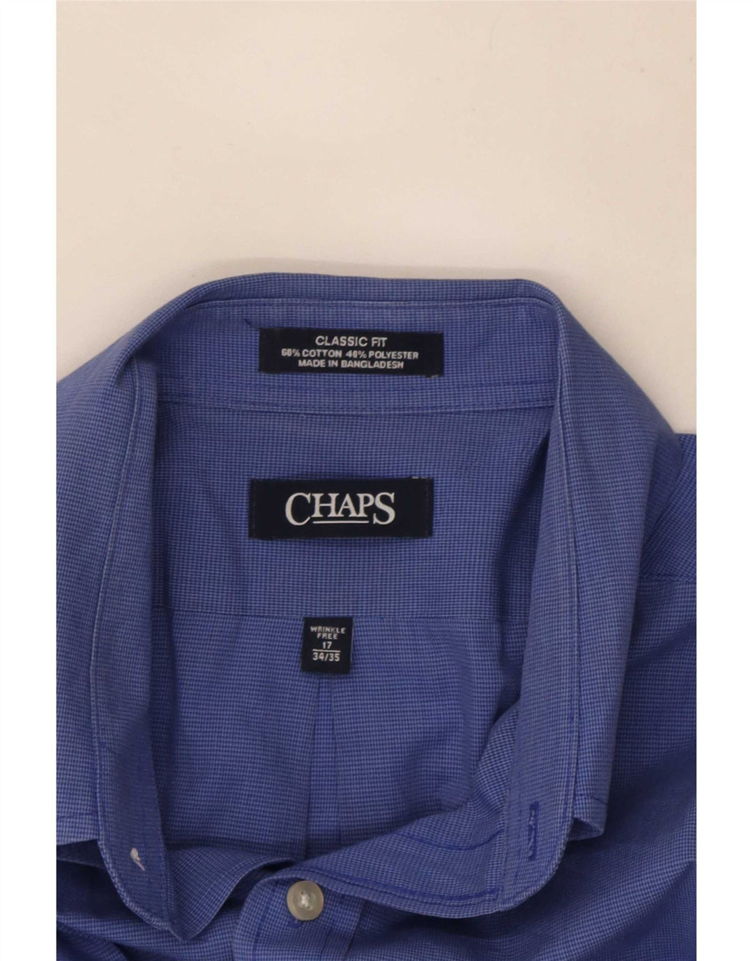 Camicia Chaps da uomo vestibilità classica taglia 17 XL cotone pied de poule blu