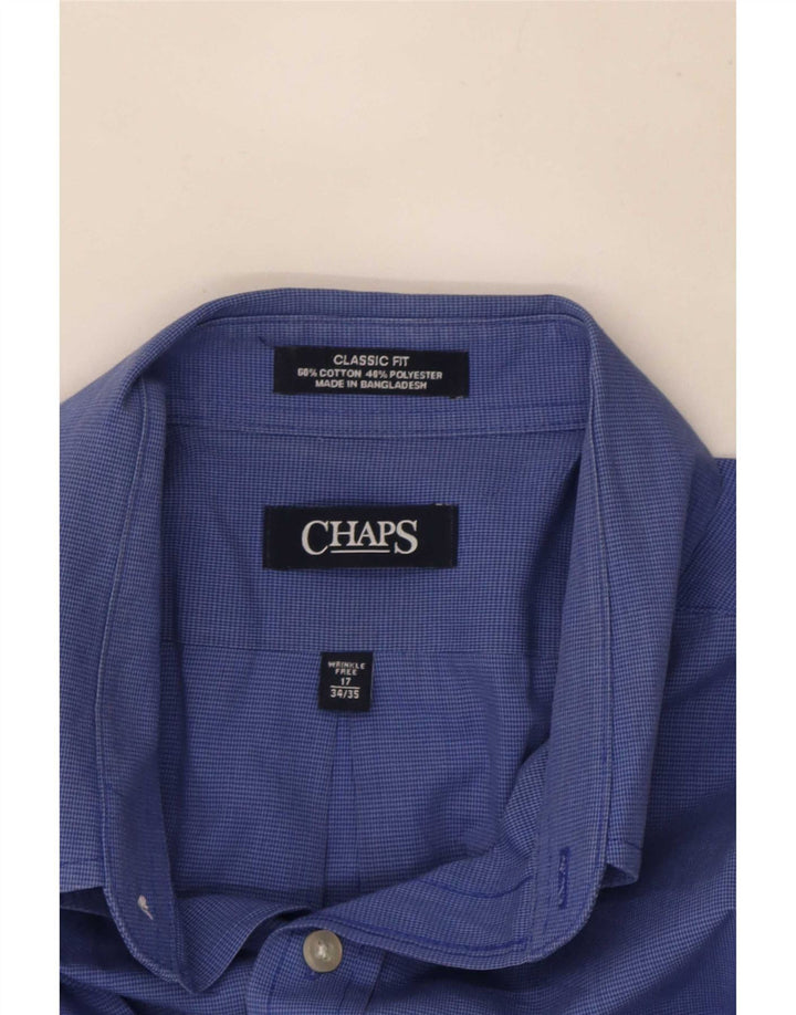 Camicia Chaps da uomo vestibilità classica taglia 17 XL cotone pied de poule blu