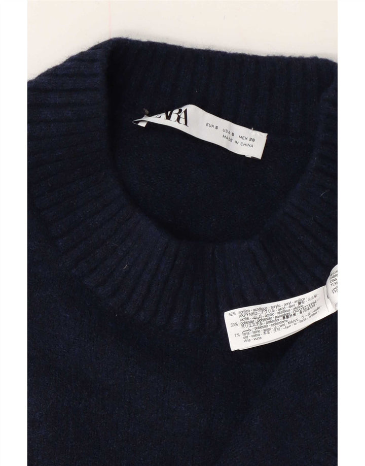 Maglione maglione girocollo oversize da donna Zara UK 10 piccolo blu navy