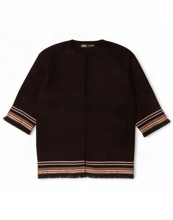Soprabito aperto oversize da donna Zara con maniche a 3/4 UK 6 XS nero a righe