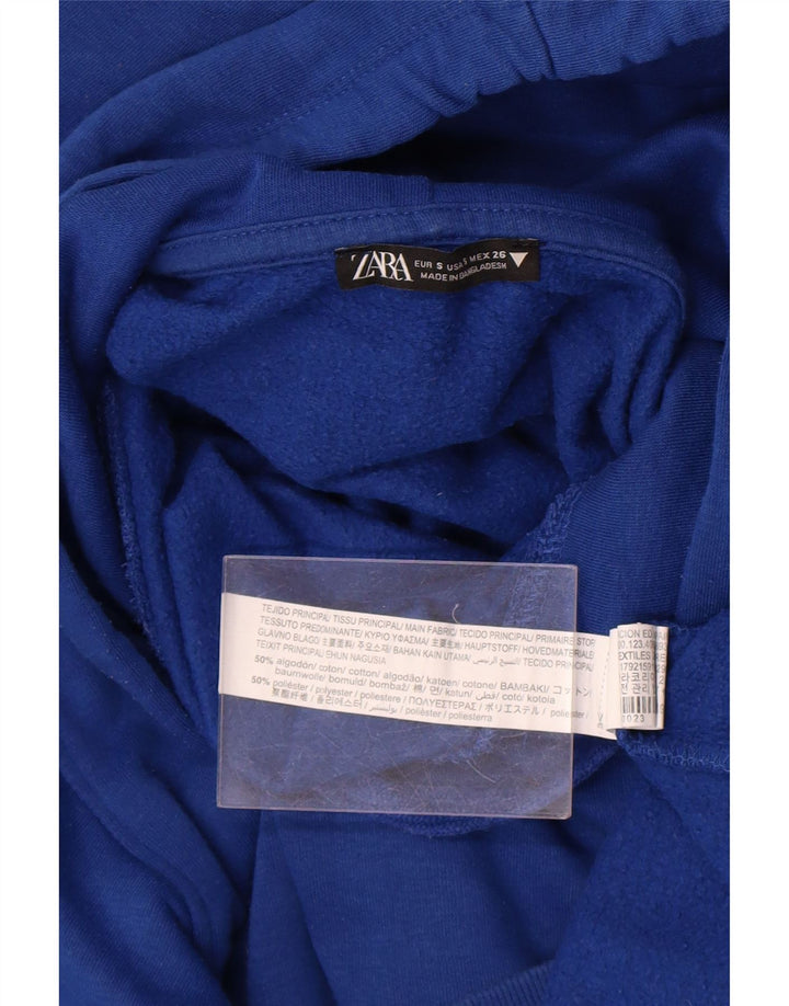 Maglione oversize con cappuccio da donna Zara UK 10 piccolo in cotone blu