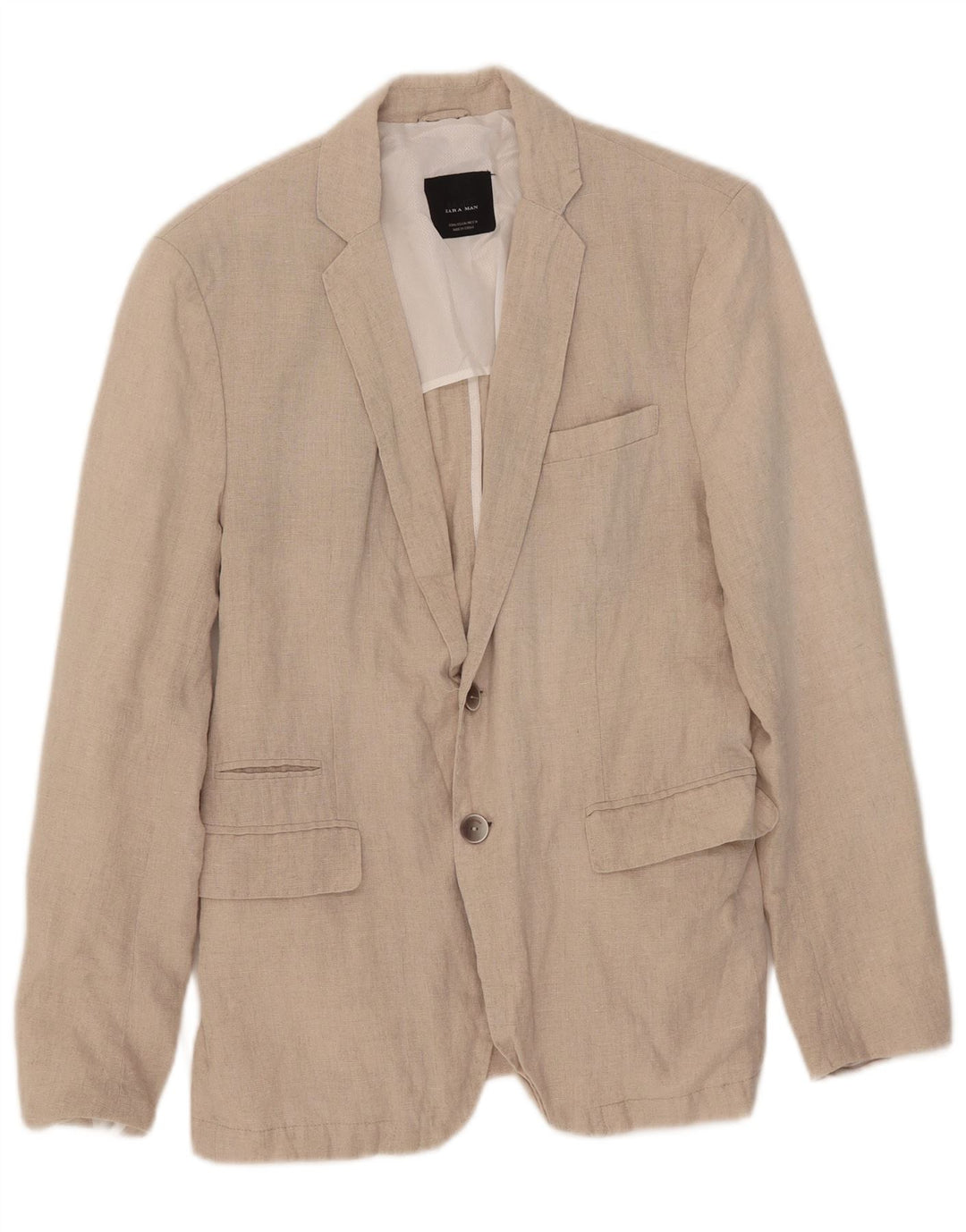 Giacca blazer a 2 bottoni da uomo Zara EU 46 piccolo lino beige