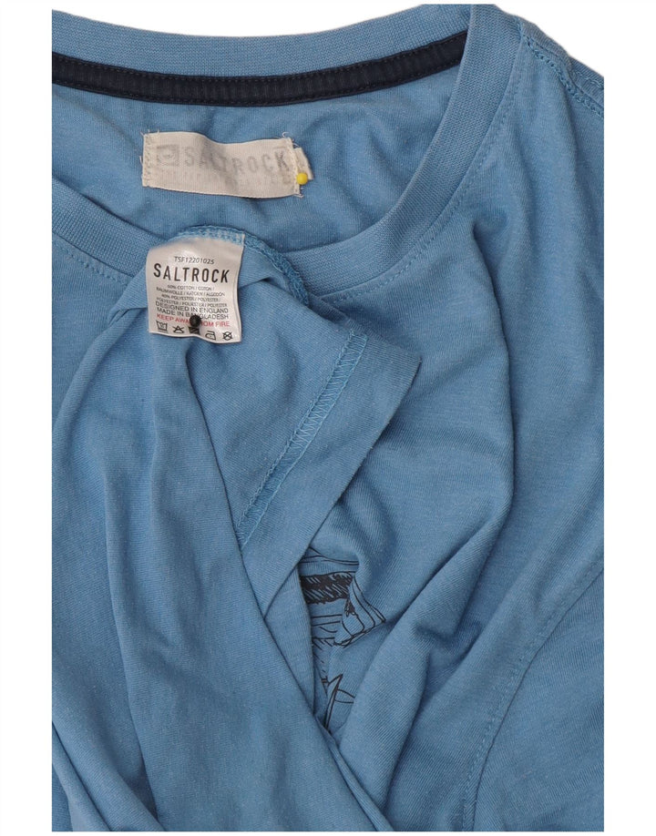 T-shirt grafica da uomo Saltrock Top grande in cotone blu