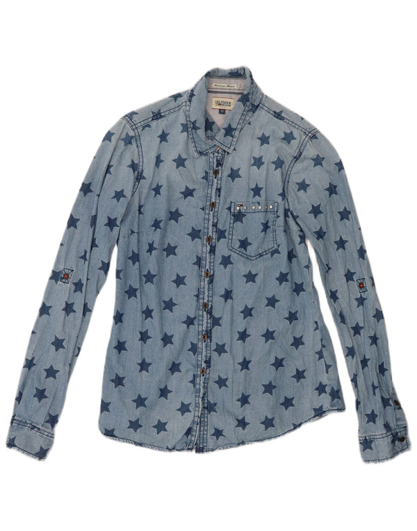 Camicia in denim con motivo astratto da donna Tommy Hilfiger UK 6 XS Blu